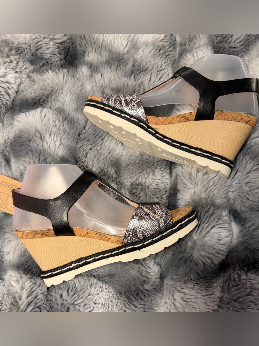 PIKOLINOS Black Strappy Wedge Sandals/Snakeskin Toe size EU40 US9/9.5 NIB $80